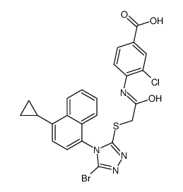 4-[[2-[[5-bromo-4-(4-cyclopropylnaphthalen-1-yl)-1,2,4-triazol-3-yl]sulfanyl]acetyl]amino]-3-chlorobenzoic acid_878670-61-2