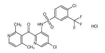 4-chloro-N-(5-chloro-2-(2,4-dimethylnicotinoyl)pyridin-3-yl)-3-(trifluoromethyl)benzenesulfonamide hydrochloride_899422-59-4