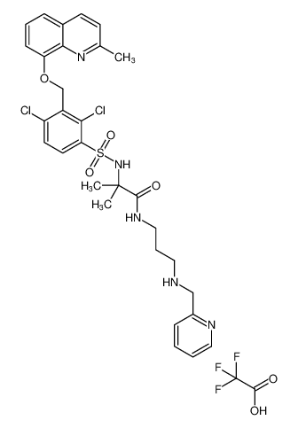 Propanamide,2-[[[2,4-dichloro-3-[[(2-methyl-8-quinolinyl)oxy]methyl]phenyl]sulfonyl]amino]-2-methyl-N-[3-[(2-pyridinylmethyl)amino]propyl]-, trifluoroacetate_899798-29-9