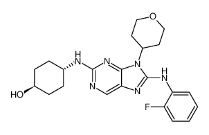 (1r,4r)-4-((8-((2-fluorophenyl)amino)-9-(tetrahydro-2H-pyran-4-yl)-9H-purin-2-yl)amino)cyclohexan-1-ol_899801-32-2