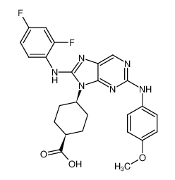(1s,4s)-4-(8-((2,4-difluorophenyl)amino)-2-((4-methoxyphenyl)amino)-9H-purin-9-yl)cyclohexane-1-carboxylic acid_899801-96-8