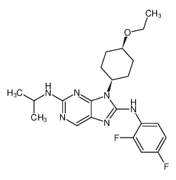 N8-(2,4-difluorophenyl)-9-((1s,4s)-4-ethoxycyclohexyl)-N2-isopropyl-9H-purine-2,8-diamine_899804-99-0