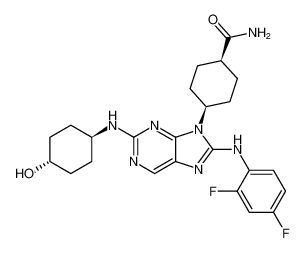 (1S,4s)-4-(8-((2,4-difluorophenyl)amino)-2-(((1r,4R)-4-hydroxycyclohexyl)amino)-9H-purin-9-yl)cyclohexane-1-carboxamide_899805-92-6