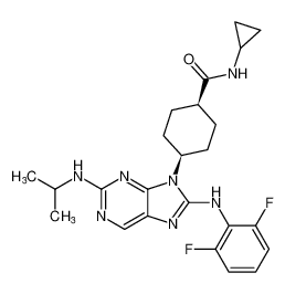 (1s,4s)-N-cyclopropyl-4-(8-((2,6-difluorophenyl)amino)-2-(isopropylamino)-9H-purin-9-yl)cyclohexane-1-carboxamide_899806-12-3