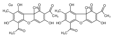 copper,2,6-diacetyl-3,7,9-trihydroxy-8,9b-dimethyldibenzofuran-1-one_94246-73-8