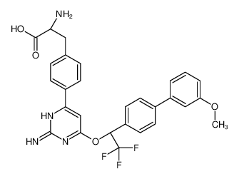 (2S)-2-amino-3-[4-[2-amino-6-[(1R)-2,2,2-trifluoro-1-[4-(3-methoxyphenyl)phenyl]ethoxy]pyrimidin-4-yl]phenyl]propanoic acid_945976-76-1