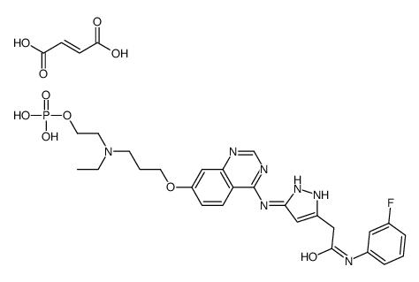2-{Ethyl[3-({4-[(3-{2-[(3-fluorophenyl)amino]-2-oxoethyl}-1H-pyra zol-5-yl)amino]-7-quinazolinyl}oxy)propyl]amino}ethyl dihydrogen phosphate (2E)-2-butenedioate (1:1)_957104-91-5