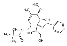 2,2-Dimethyl-propionic acid (1S,4R,5R,6S)-6-benzyloxy-6-((S)-1,2-dihydroxy-ethyl)-5-hydroxy-4-methoxy-3-methyl-cyclohex-2-enylmethyl ester_96212-58-7