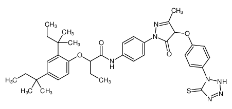 2-(2,4-di-tert-pentylphenoxy)-N-(4-(3-methyl-5-oxo-4-(4-(5-thioxo-2,5-dihydro-1H-tetrazol-1-yl)phenoxy)-4,5-dihydro-1H-pyrazol-1-yl)phenyl)butanamide_96338-26-0