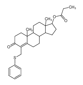 Propionic acid 10,13-dimethyl-3-oxo-4-phenylsulfanylmethyl-2,3,6,7,8,9,10,11,12,13,14,15,16,17-tetradecahydro-1H-cyclopenta[a]phenanthren-17-yl ester_96373-81-8