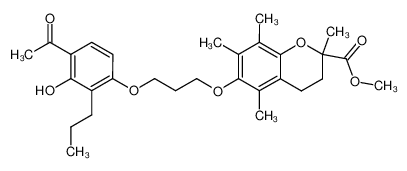 rac-6-(3-(4-acetyl-3-hydroxy-2-propylphenoxy)propoxy)-3,4-dihydro-2,5,7,8-tetramethyl-2H-1-benzopyran-2-carboxylic acid methyl ester_96566-99-3