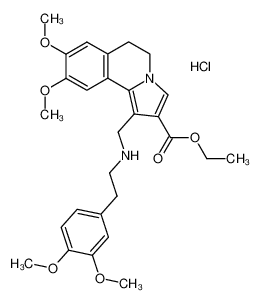 1-((2-(3,4-Dimethoxyphenyl)ethylamino)methyl)-5,6-dihydro-8,9-dimethoxypyrrolo(2,1-a)isochinolin-2-carbonsaeure-ethylester-hydrochlorid_96567-27-0