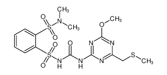 N1-((4-methoxy-6-((methylthio)methyl)-1,3,5-triazin-2-yl)carbamoyl)-N2,N2-dimethylbenzene-1,2-disulfonamide_96602-22-1