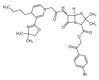 p-bromophenacyl-6-β-((4-n-butyl-3-(4,4-dimethyloxazolin-2-yl)-1,4-dihydropyridylacetyl)amino)-3,3-dimethyl-7-oxo-4-thia-1-azabicyclo(3.2.0)heptane-2-carboxylate_96661-38-0