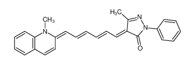 5-methyl-4-[6-(1-methyl-1H-quinolin-2-ylidene)-hexa-2,4-dienylidene]-2-phenyl-2,4-dihydro-pyrazol-3-one_96670-51-8