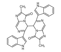 6,6'-Bis-(1H-indol-3-yl)-2,2'-dimethyl-5H,5'H-[5,5']bi[imidazo[1,2-a]pyrazinyl]-3,3'-dione_96700-81-1