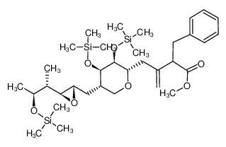 2-Benzyl-3-{(2S,3S,4R,5S)-5-[(2S,3S)-3-((1R,2S)-1-methyl-2-trimethylsilanyloxy-propyl)-oxiranylmethyl]-3,4-bis-trimethylsilanyloxy-tetrahydro-pyran-2-ylmethyl}-but-3-enoic acid methyl ester_96733-45-8