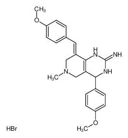 4-(4-Methoxy-phenyl)-8-[1-(4-methoxy-phenyl)-meth-(E)-ylidene]-6-methyl-3,4,5,6,7,8-hexahydro-1H-pyrido[4,3-d]pyrimidin-2-ylideneamine; hydrobromide_96733-66-3