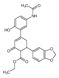 4-(5-acetylamino-2-hydroxy-phenyl)-6-benzo[1,3]dioxol-5-yl-2-oxo-cyclohex-3-enecarboxylic acid ethyl ester_96761-53-4