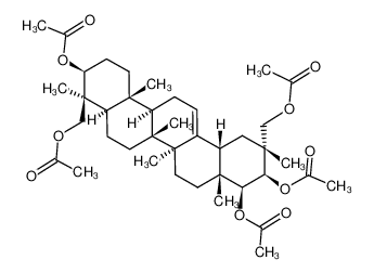 Acetic acid (2R,3R,4S,4aR,6aS,6bR,8aR,9S,10S,12aR,12bR,14bS)-3,10-diacetoxy-2,9-bis-acetoxymethyl-2,4a,6a,6b,9,12a-hexamethyl-1,2,3,4,4a,5,6,6a,6b,7,8,8a,9,10,11,12,12a,12b,13,14b-icosahydro-picen-4-yl ester_96820-59-6
