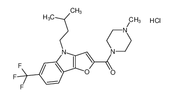 (4-isopentyl-6-(trifluoromethyl)-4H-furo[3,2-b]indol-2-yl)(4-methylpiperazin-1-yl)methanone hydrochloride_96828-48-7