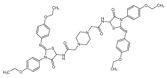 N,N'-bis-[3-(4-ethoxy-phenyl)-2-(4-ethoxy-phenylimino)-4-oxo-thiazolidin-5-yl]-2,2'-piperazine-1,4-diyl-bis-acetamide_96975-30-3