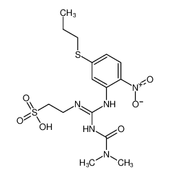 (Z)-2-(((3,3-dimethylureido)((2-nitro-5-(propylthio)phenyl)amino)methylene)amino)ethane-1-sulfonic acid_97065-29-7