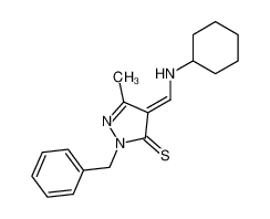 2-Benzyl-4-[1-cyclohexylamino-meth-(Z)-ylidene]-5-methyl-2,4-dihydro-pyrazole-3-thione_97111-84-7