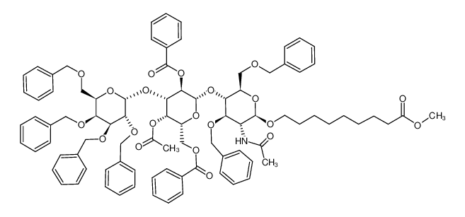 8-methoxycarbonyloct-1-yl-O-(2,3,4,6-tetra-O-benzyl-α-D-galactopyranosyl)-(1-3)-O-(4-O-acetyl-2,6-di-O-benzoyl-β-D-galactopyranosyl)-(1-4)-2-acetamido-3,6-di-O-benzyl-2-deoxy-β-D-glucopyranoside_97205-11-3