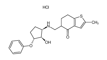 5-[((1R,2R,3R)-2-Hydroxy-3-phenoxy-cyclopentylamino)-methyl]-2-methyl-6,7-dihydro-5H-benzo[b]thiophen-4-one; hydrochloride_97275-04-2
