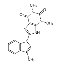 1,3-dimethyl-8-(3-methyl-indol-1-yl)-3,7(9)-dihydro-purine-2,6-dione_973-39-7