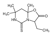 3-Ethyl-hexahydro-7,7,8a-trimethyl-2-oxo-5-thioxo-5H-oxazolo(3,2-c)pyrimidin_97309-73-4