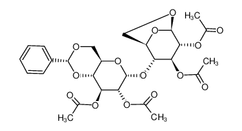 Acetic acid (1R,2R,3S,4R,5R)-4-acetoxy-2-((2R,4aR,6R,7R,8S,8aR)-7,8-diacetoxy-2-phenyl-hexahydro-pyrano[3,2-d][1,3]dioxin-6-yloxy)-6,8-dioxa-bicyclo[3.2.1]oct-3-yl ester_97415-77-5