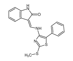 2,3-dihydro-3-(4-(2-methylthio-5-phenylthiazolyl)aminomethylen)-1H-indol-2-one_97427-02-6