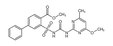 methyl 3-(N-((4-methoxy-6-methylpyrimidin-2-yl)carbamoyl)sulfamoyl)-[1,1'-biphenyl]-4-carboxylate_97430-09-6