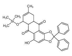 5-Hydroxy-9-methyl-2,2-diphenyl-7-trimethylsilanyloxy-6a,7,10,10a-tetrahydro-1,3-dioxa-cyclopenta[a]anthracene-6,11-dione_97485-97-7