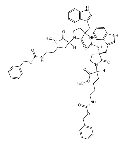 (S)-6-Benzyloxycarbonylamino-2-[(S)-3-{3-[(S)-1-((S)-5-benzyloxycarbonylamino-1-methoxycarbonyl-pentyl)-3-(1H-indol-3-ylmethyl)-2-oxo-pyrrolidin-3-yl]-ureido}-3-(1H-indol-3-ylmethyl)-2-oxo-pyrrolidin-1-yl]-hexanoic acid methyl ester_97570-00-8