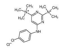 mono(6-((4-chlorophenyl)amino)-N2,N2,N2,N4,N4,N4-hexamethylpyrimidine-2,4-diaminium) monochloride_97595-32-9