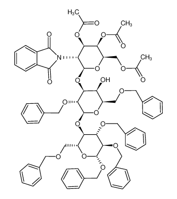 benzyl-O-(3,4,6-tri-O-acetyl-2-desoxy-2-phthalimido-β-D-galactopyranosyl)-(1--3)-O-(2,6-di-O-benzyl-β-D-galactopyranosyl)-(1--4)-2,3,6-tri-O-benzyl-β-D-glucopyranosid_97604-27-8