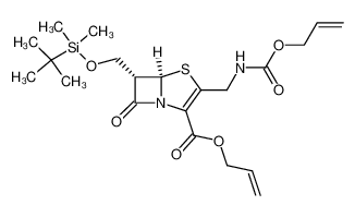 (5R,6S)-3-(Allyloxycarbonylamino-methyl)-6-(tert-butyl-dimethyl-silanyloxymethyl)-7-oxo-4-thia-1-aza-bicyclo[3.2.0]hept-2-ene-2-carboxylic acid allyl ester_97610-00-9