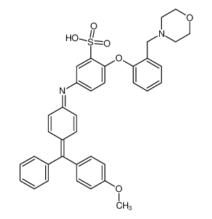 5-[4-(4-methoxy-benzhydrylidene)-cyclohexa-2,5-dienylideneamino]-2-(2-morpholin-4-ylmethyl-phenoxy)-benzenesulfonic acid_97659-05-7