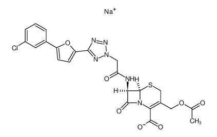 Sodium; (6R,7R)-3-acetoxymethyl-7-(2-{5-[5-(3-chloro-phenyl)-furan-2-yl]-tetrazol-2-yl}-acetylamino)-8-oxo-5-thia-1-aza-bicyclo[4.2.0]oct-2-ene-2-carboxylate_97712-99-7
