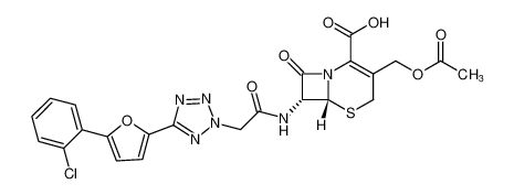 (6R,7R)-3-(acetoxymethyl)-7-(2-(5-(5-(2-chlorophenyl)furan-2-yl)-2H-tetrazol-2-yl)acetamido)-8-oxo-5-thia-1-azabicyclo[4.2.0]oct-2-ene-2-carboxylic acid_97713-08-1
