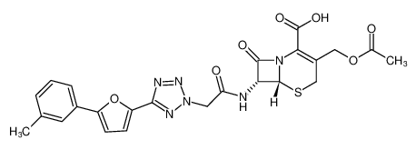 (6R,7R)-3-(acetoxymethyl)-8-oxo-7-(2-(5-(5-(m-tolyl)furan-2-yl)-2H-tetrazol-2-yl)acetamido)-5-thia-1-azabicyclo[4.2.0]oct-2-ene-2-carboxylic acid_97713-09-2