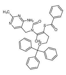 N-(4-amino-2-methyl-pyrimidin-5-ylmethyl)-N-(2-benzoylsulfanyl-1-methyl-4-trityloxy-but-1-enyl)-formamide_97879-92-0