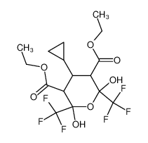 diethyl 2,6-bis(trifluoromethyl)-2,6-dihydroxy-4-cyclopropyl-tetrahydropyran-3,5-dicarboxylate_97898-52-7