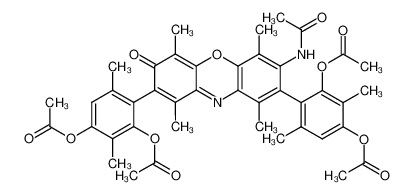 7-acetylamino-2,8-bis-(2,4-diacetoxy-3,6-dimethyl-phenyl)-1,4,6,9-tetramethyl-phenoxazin-3-one_97924-78-2