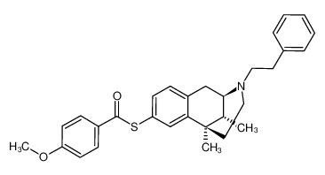 4-Methoxy-thiobenzoic acid S-((2R,6R,11R)-6,11-dimethyl-3-phenethyl-1,2,3,4,5,6-hexahydro-2,6-methano-benzo[d]azocin-8-yl) ester_97949-03-6