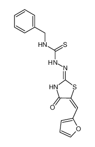 (E)-N-benzyl-2-((E)-5-(furan-2-ylmethylene)-4-oxothiazolidin-2-ylidene)hydrazine-1-carbothioamide_97953-35-0