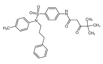 4,4-Dimethyl-3-oxo-pentanoic acid {4-[(3-phenyl-propyl)-p-tolyl-sulfamoyl]-phenyl}-amide_98023-71-3